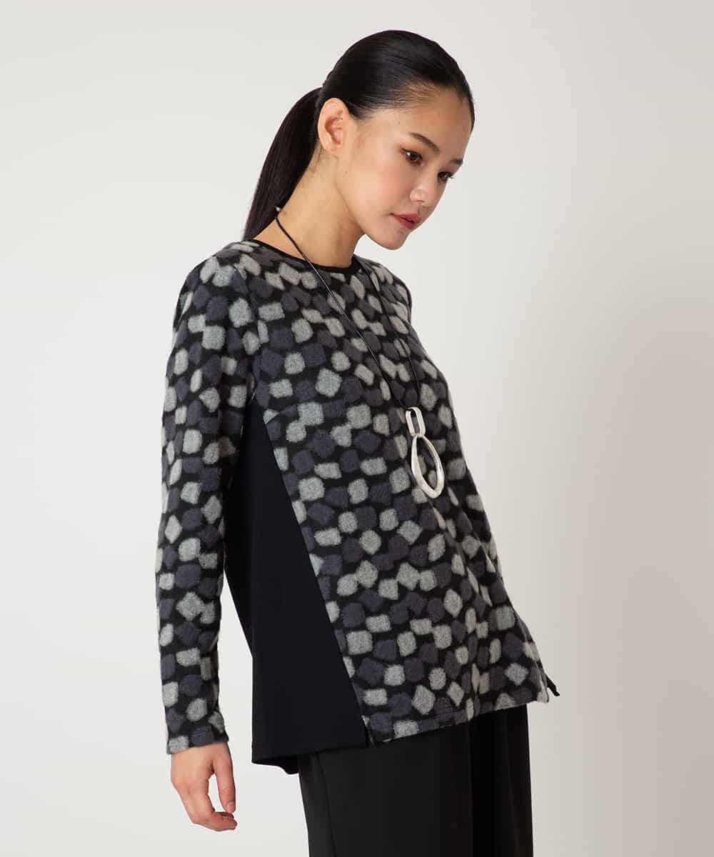 RBKCD10260 HIROKO BIS(ヒロコ ビス) 起毛ブロック切り替えデザインプルオーバー ネイビー