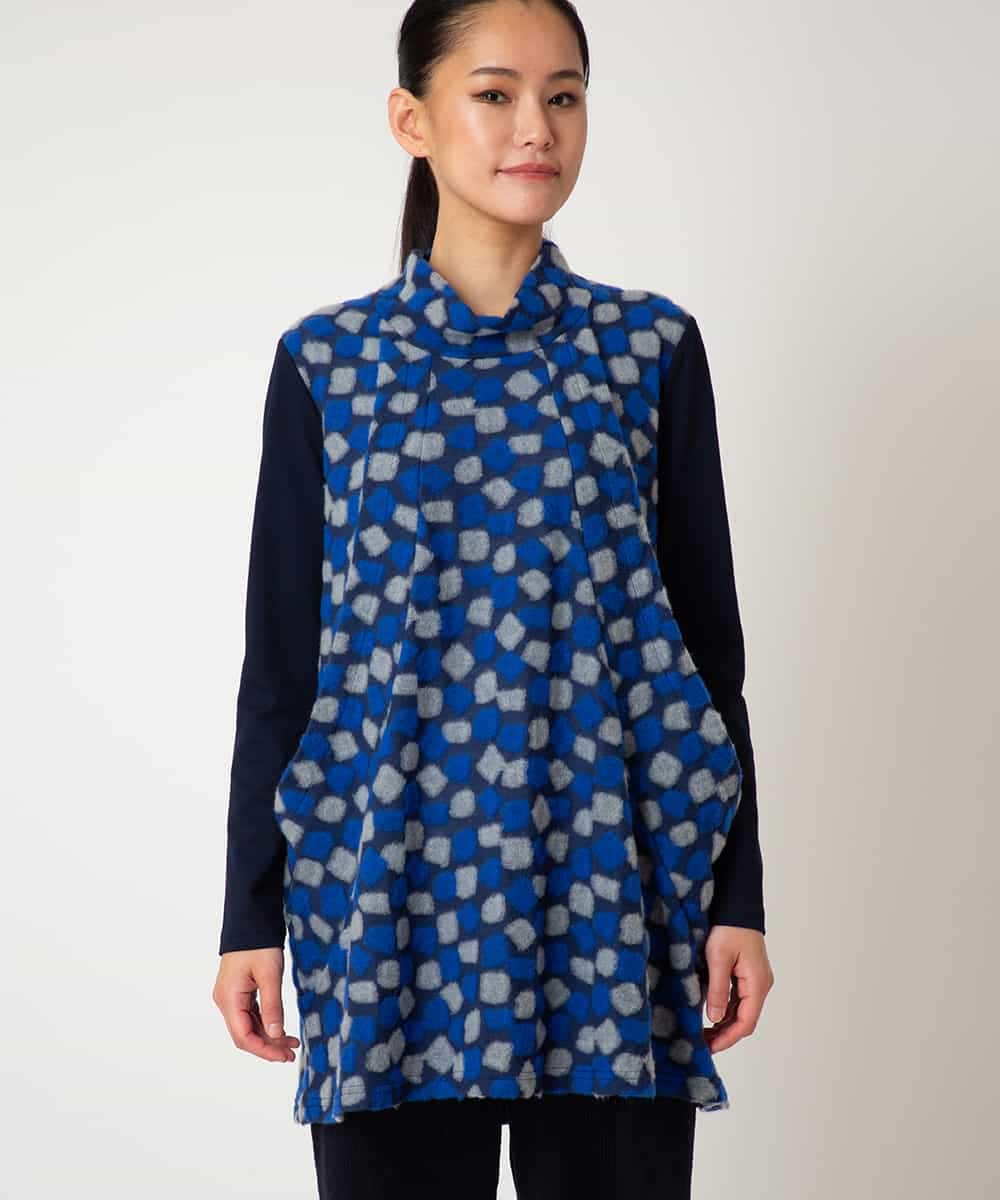 RBKCD11290 HIROKO BIS(ヒロコ ビス) 起毛ブロックサイド切り替えデザインチュニック ネイビー