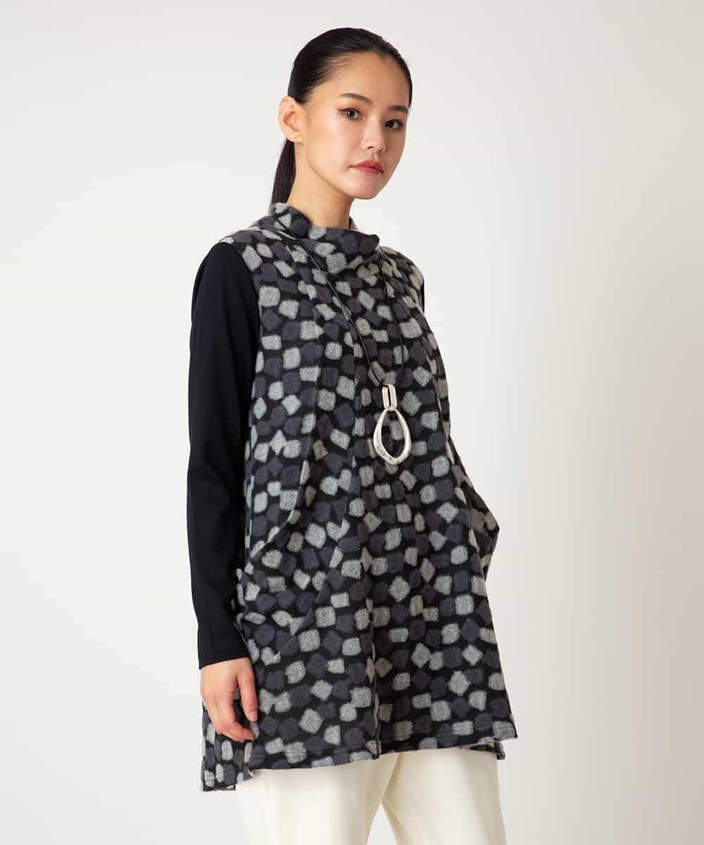 RBKCD11290 HIROKO BIS(ヒロコ ビス) 起毛ブロックサイド切り替えデザインチュニック ネイビー