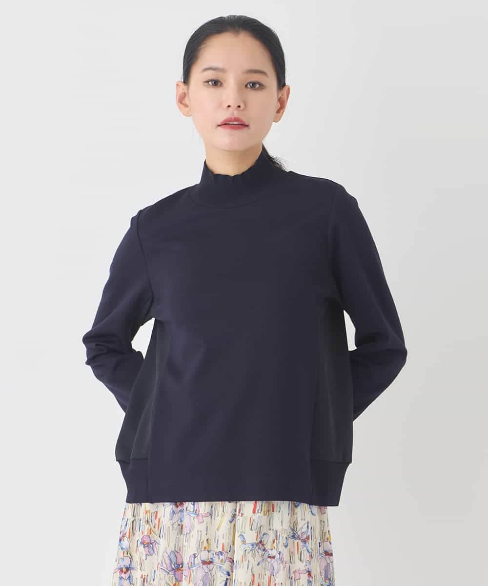 RBKDD06230 HIROKO BIS(ヒロコ ビス) 異素材切り替えハイネックプルオーバー ブルー