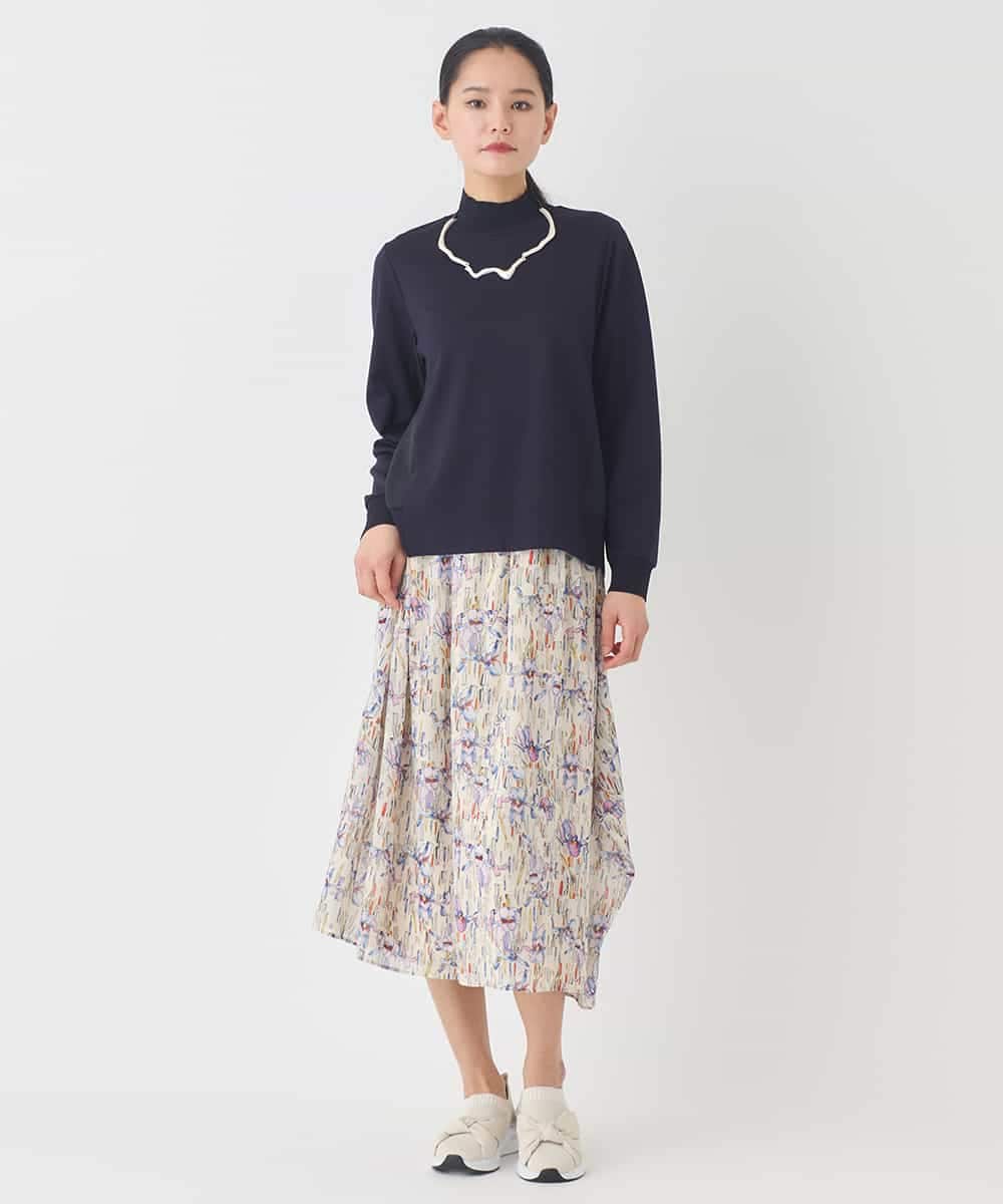 RBKDD06230 HIROKO BIS(ヒロコ ビス) 異素材切り替えハイネックプルオーバー ブルー