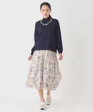 RBKDD06230 HIROKO BIS(ヒロコ ビス) 異素材切り替えハイネックプルオーバー ブルー