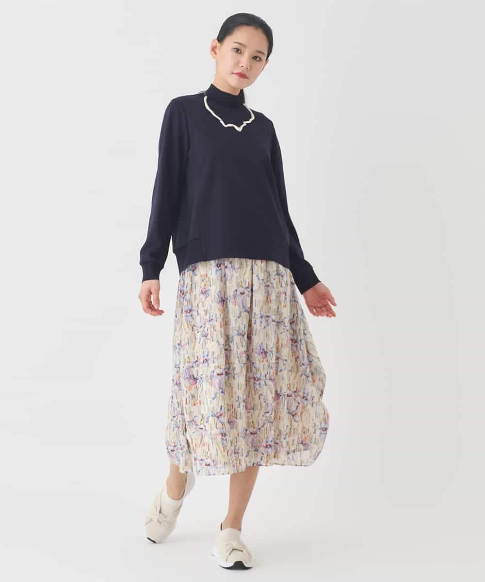 RBKDD06230 HIROKO BIS(ヒロコ ビス) 異素材切り替えハイネックプルオーバー ブルー