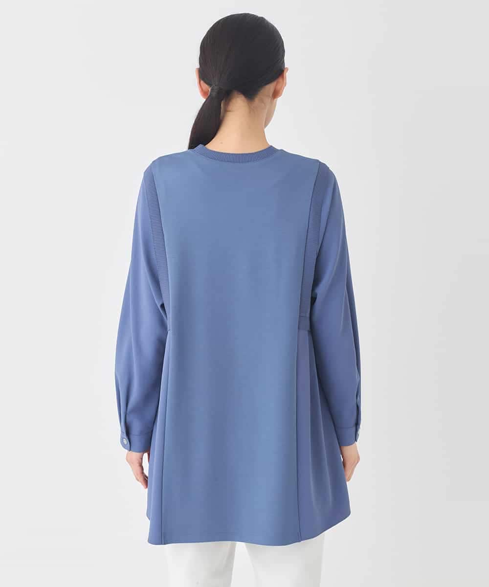 RBKDD07290 HIROKO BIS(ヒロコ ビス) 異素材切り替えチュニックプルオーバー ブルー