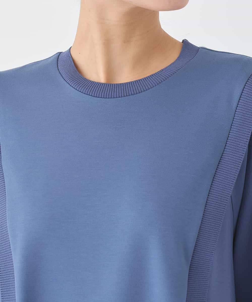 RBKDD07290 HIROKO BIS(ヒロコ ビス) 異素材切り替えチュニックプルオーバー ブルー