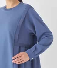 RBKDD07290 HIROKO BIS(ヒロコ ビス) 異素材切り替えチュニックプルオーバー ブルー