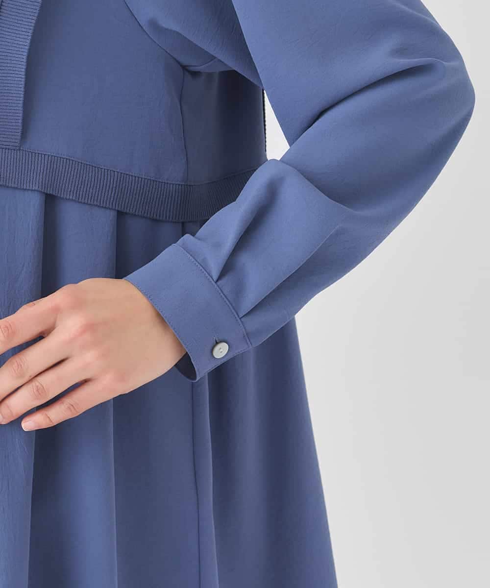 RBKDD07290 HIROKO BIS(ヒロコ ビス) 異素材切り替えチュニックプルオーバー ブルー