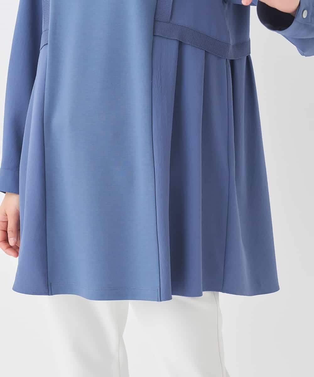 RBKDD07290 HIROKO BIS(ヒロコ ビス) 異素材切り替えチュニックプルオーバー ブルー