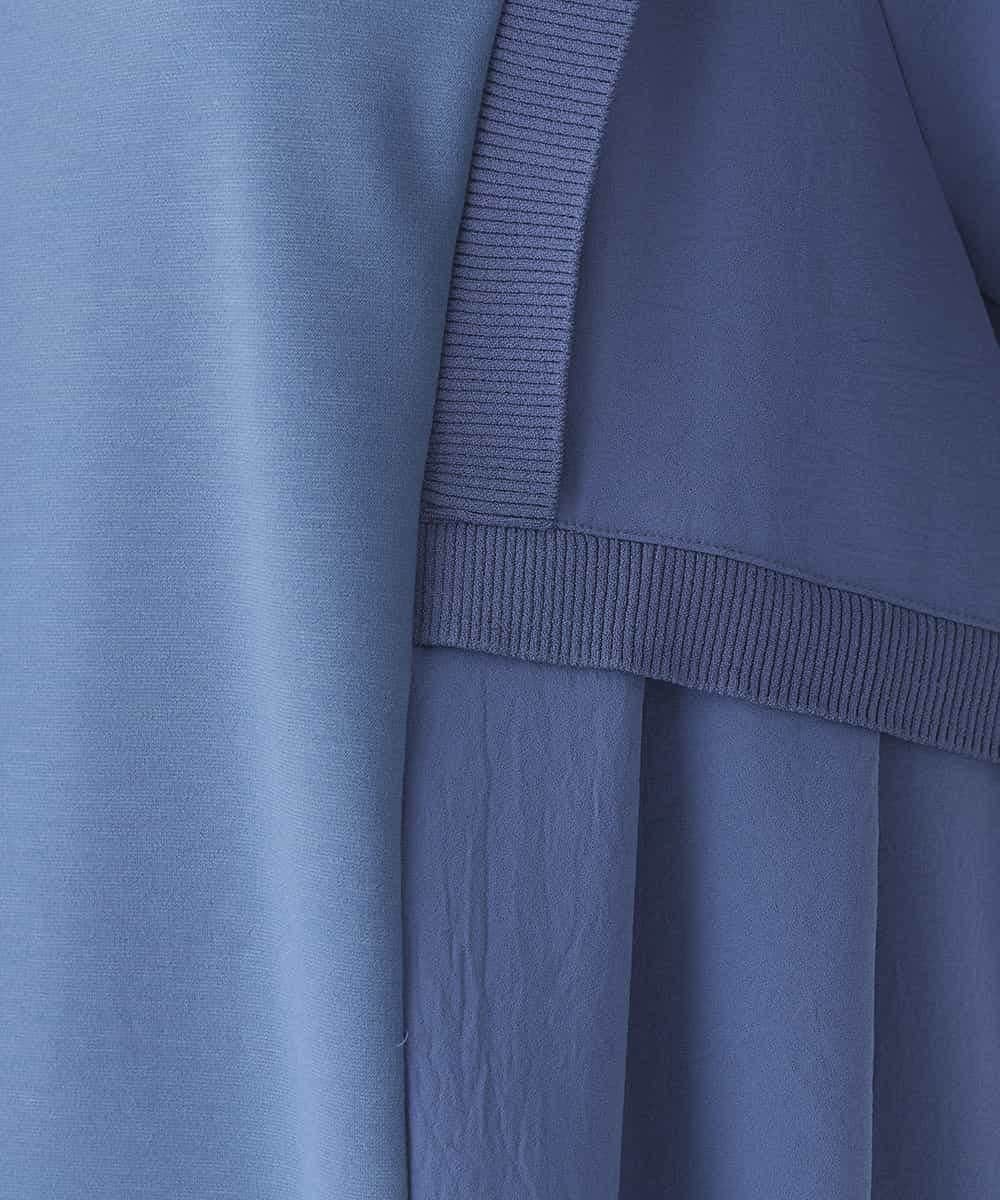 RBKDD07290 HIROKO BIS(ヒロコ ビス) 異素材切り替えチュニックプルオーバー ブルー