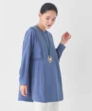 RBKDD07290 HIROKO BIS(ヒロコ ビス) 異素材切り替えチュニックプルオーバー ブルー