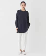 RBKDD07290 HIROKO BIS(ヒロコ ビス) 異素材切り替えチュニックプルオーバー ブルー