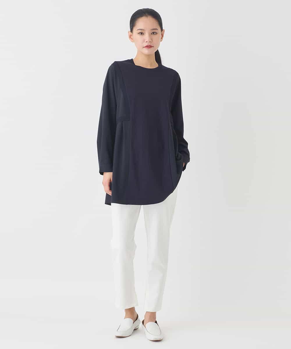 RBKDD07290 HIROKO BIS(ヒロコ ビス) 異素材切り替えチュニックプルオーバー ブルー