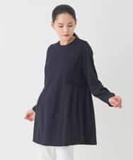 RBKDD07290 HIROKO BIS(ヒロコ ビス) 異素材切り替えチュニックプルオーバー ネイビー