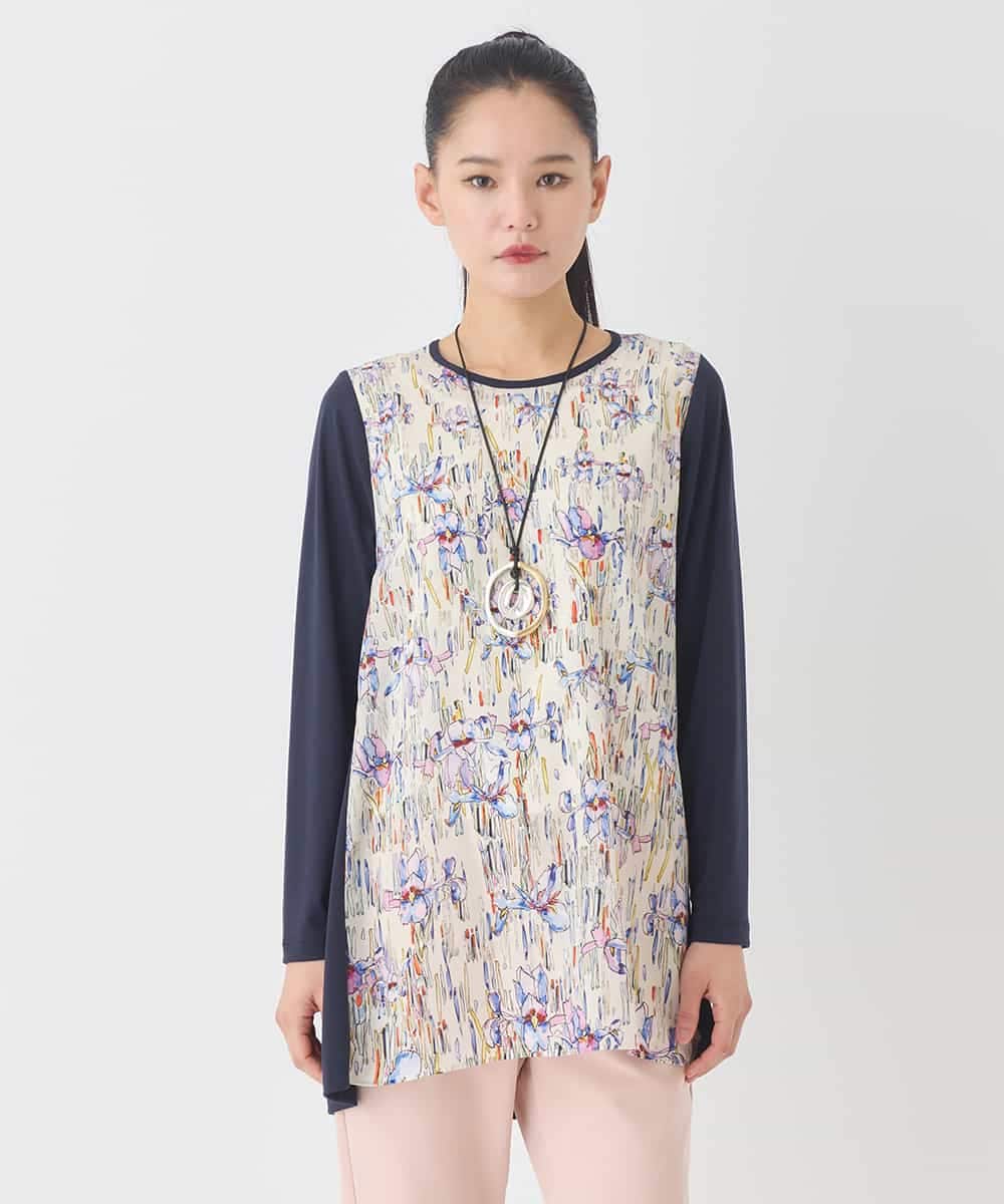 RBKDD09260 HIROKO BIS(ヒロコ ビス) アイリスフラワープリントチュニック /洗える アイボリー