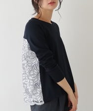 RBKDS02260 HIROKO BIS(ヒロコ ビス) 【洗える/日本製】バックレースデザインプルオーバー ネイビー