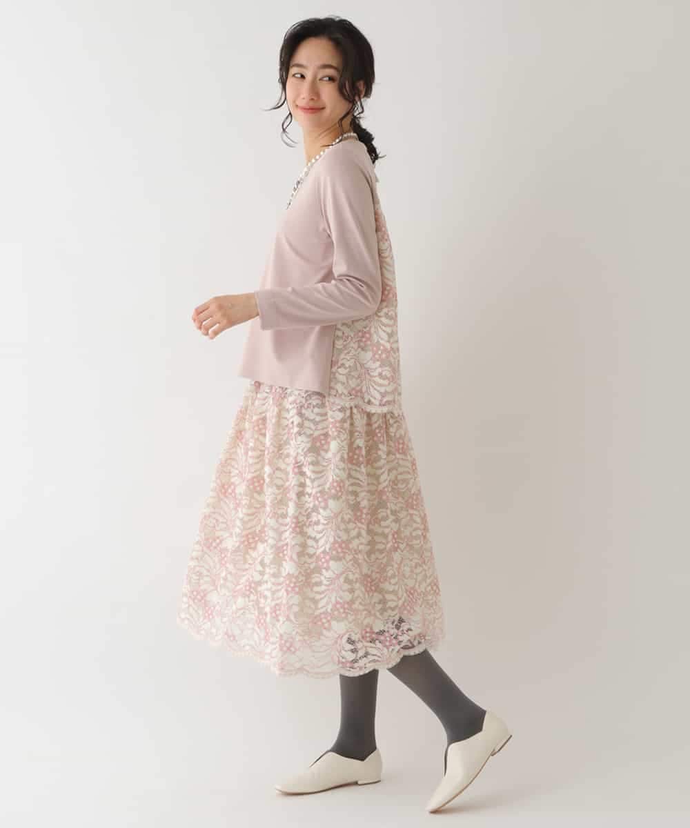 RBKDS02260 HIROKO BIS(ヒロコ ビス) 【洗える/日本製】バックレースデザインプルオーバー ピンク
