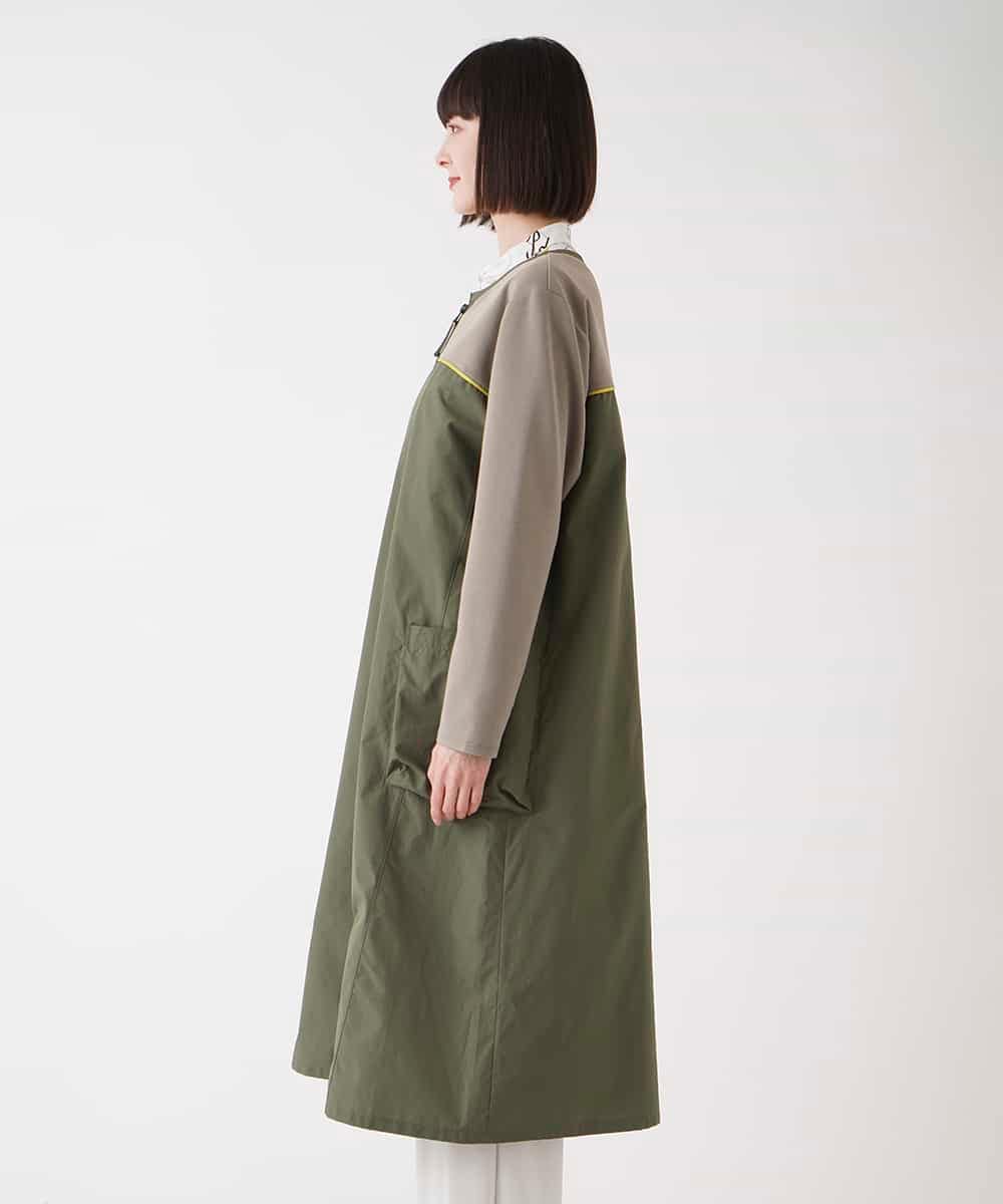 RBKEA11360 HIROKO BIS(ヒロコ ビス) ジョイント配色ジップアップワンピース /洗える カーキ