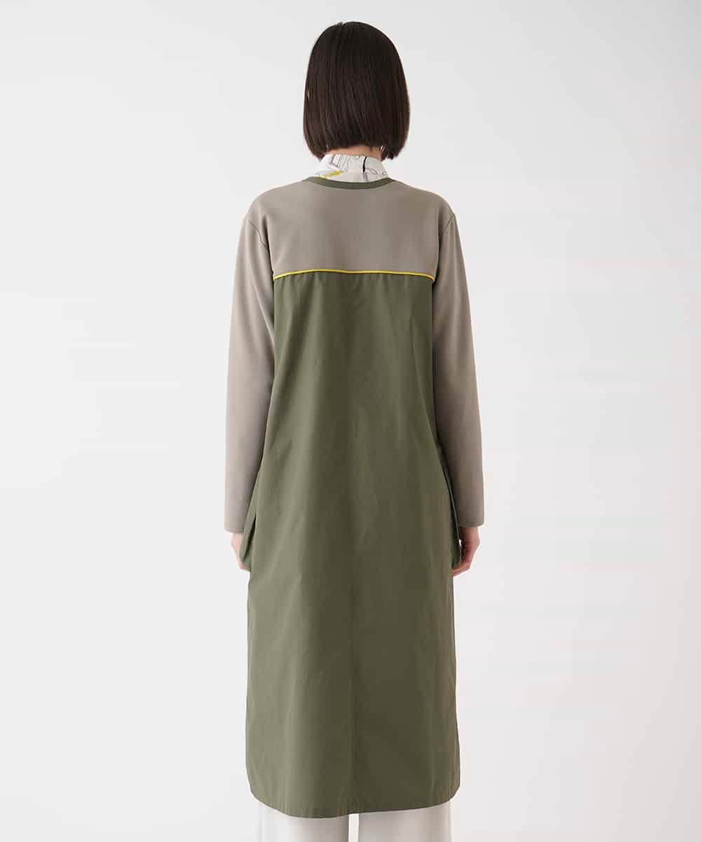 RBKEA11360 HIROKO BIS(ヒロコ ビス) ジョイント配色ジップアップワンピース /洗える カーキ