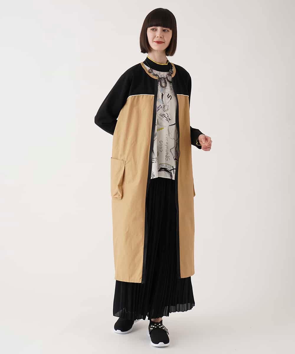 RBKEA11360 HIROKO BIS(ヒロコ ビス) ジョイント配色ジップアップワンピース /洗える カーキ