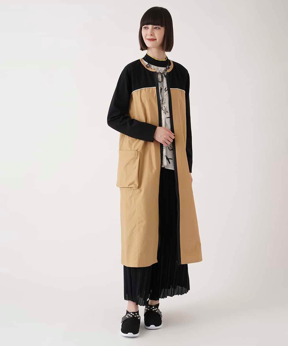 RBKEA11360 HIROKO BIS(ヒロコ ビス) ジョイント配色ジップアップワンピース /洗える カーキ