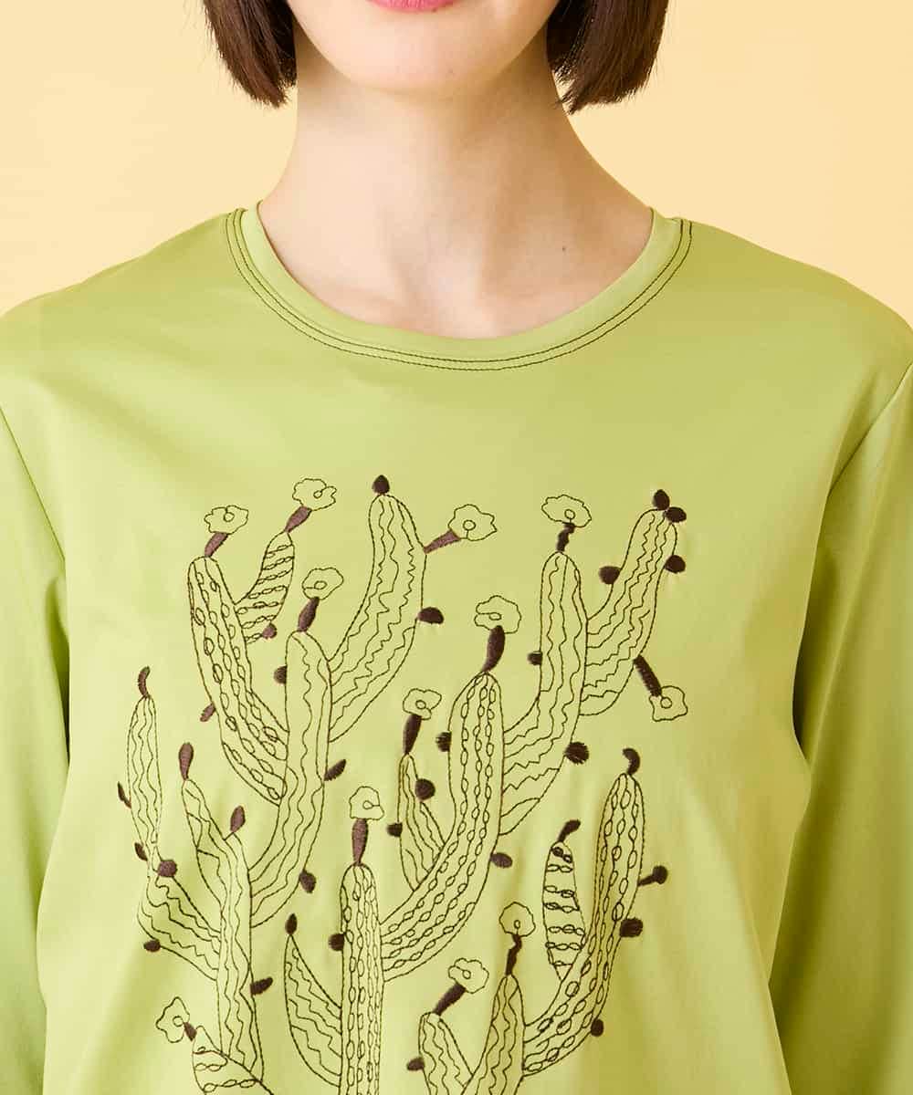 RBKED22190 HIROKO BIS(ヒロコ ビス) サボテン刺繍コットンTシャツ イエロー