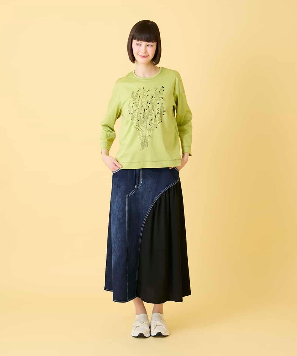 RBKED22190 HIROKO BIS(ヒロコ ビス) サボテン刺繍コットンTシャツ イエロー