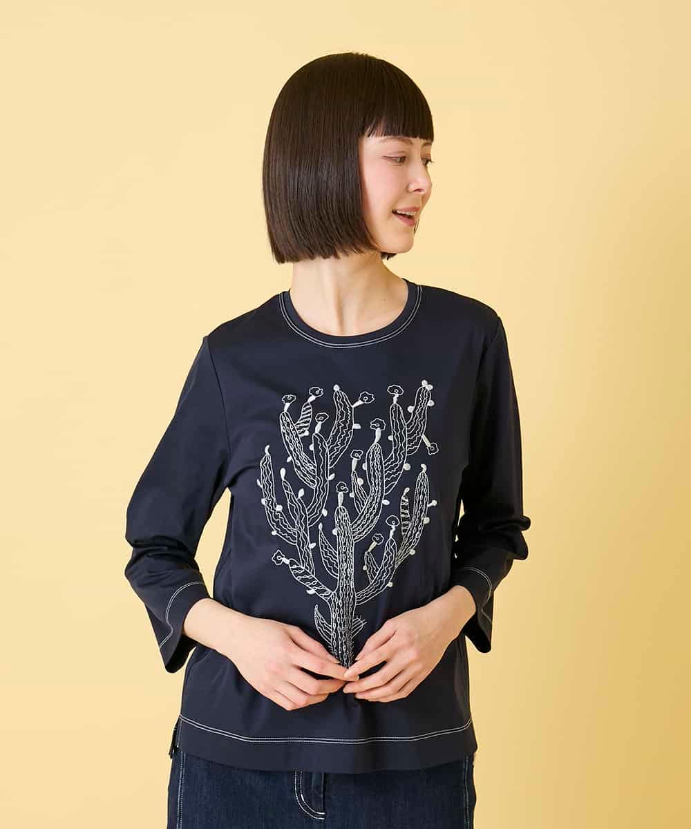 RBKED22190 HIROKO BIS(ヒロコ ビス) サボテン刺繍コットンTシャツ イエロー