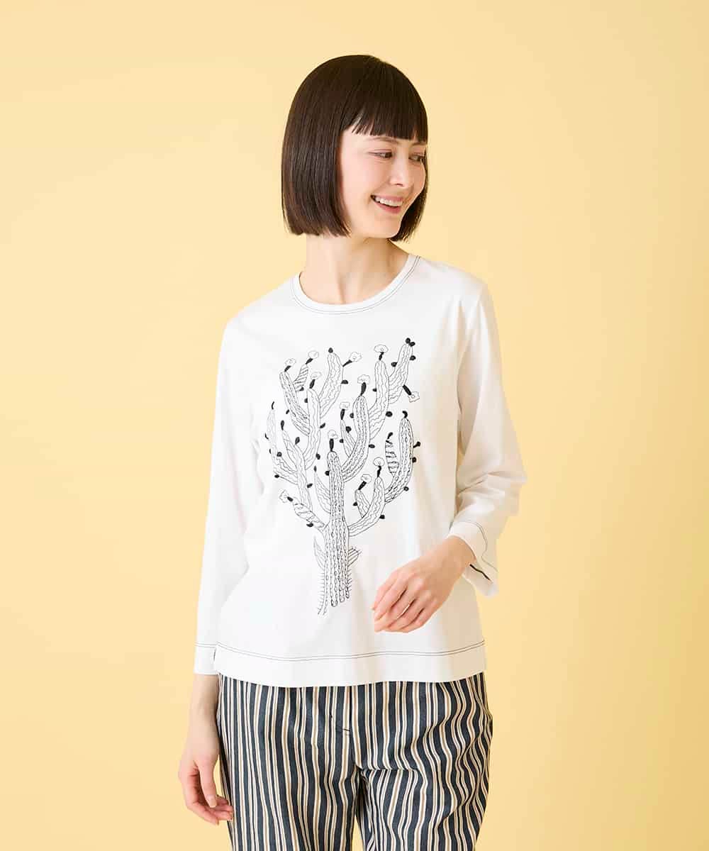 RBKED22190 HIROKO BIS(ヒロコ ビス) サボテン刺繍コットンTシャツ イエロー