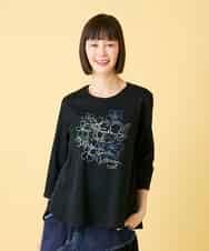 RBKED23230 HIROKO BIS(ヒロコ ビス) フローラルタイポTシャツ ブラック
