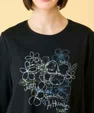 RBKED23230 HIROKO BIS(ヒロコ ビス) フローラルタイポTシャツ ブラック