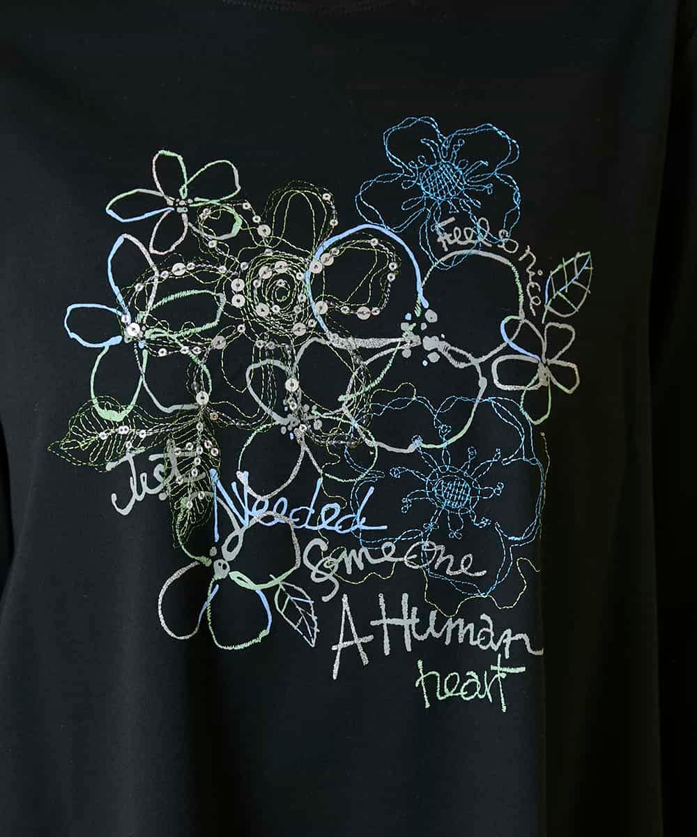 RBKED23230 HIROKO BIS(ヒロコ ビス) フローラルタイポTシャツ ブラック