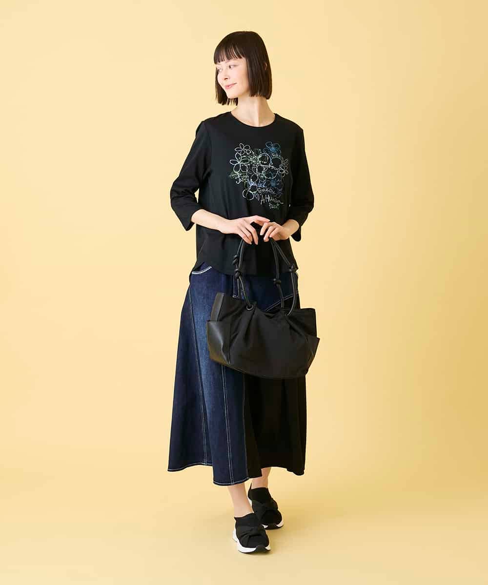 RBKED23230 HIROKO BIS(ヒロコ ビス) フローラルタイポTシャツ ブラック