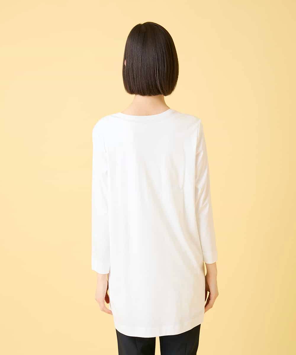 RBKED24230 HIROKO BIS(ヒロコ ビス) ドローイングフラワーチュニックカットソー ホワイト