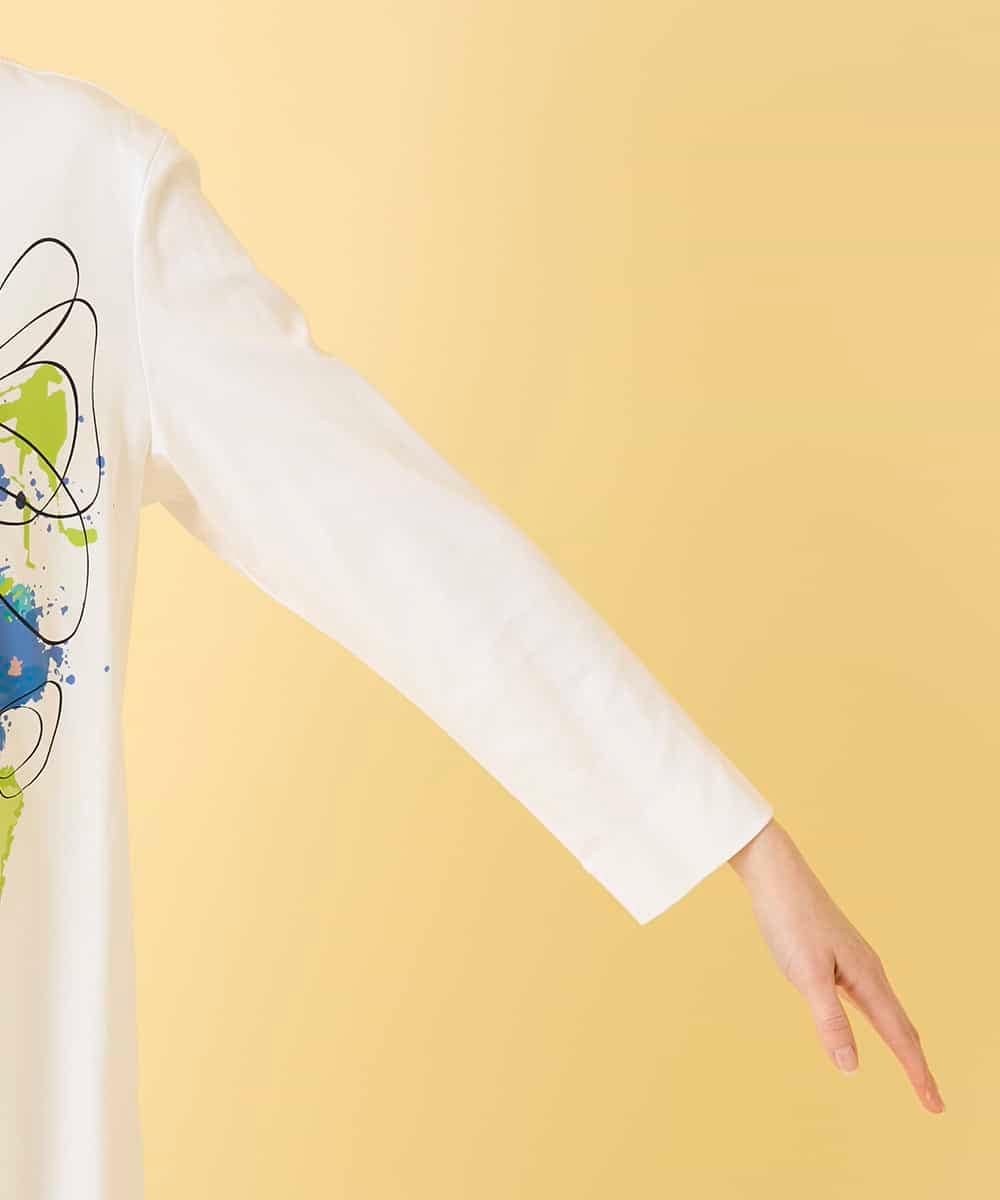 RBKED24230 HIROKO BIS(ヒロコ ビス) ドローイングフラワーチュニックカットソー ホワイト