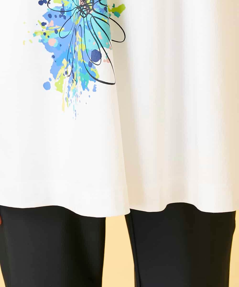 RBKED24230 HIROKO BIS(ヒロコ ビス) ドローイングフラワーチュニックカットソー ホワイト