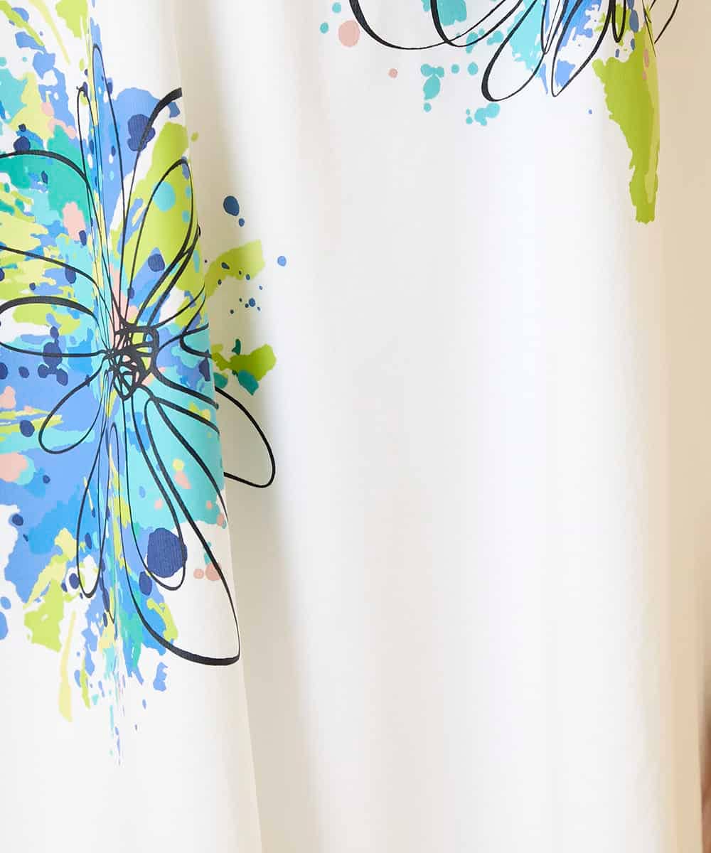 RBKED24230 HIROKO BIS(ヒロコ ビス) ドローイングフラワーチュニックカットソー ホワイト