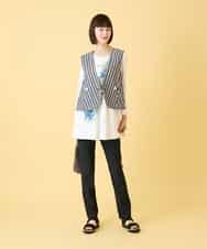 RBKED24230 HIROKO BIS(ヒロコ ビス) ドローイングフラワーチュニックカットソー ホワイト