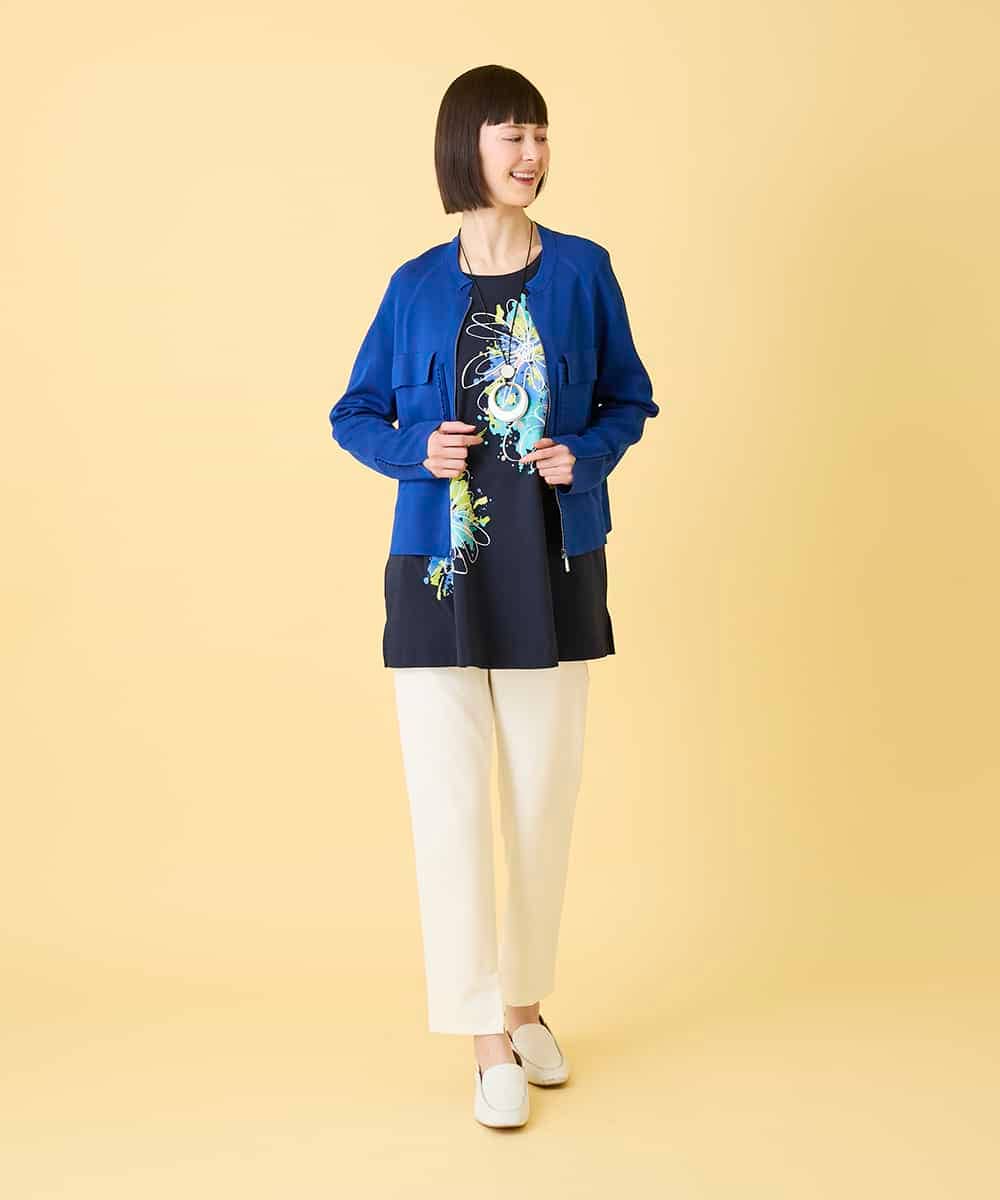 RBKED24230 HIROKO BIS(ヒロコ ビス) ドローイングフラワーチュニックカットソー ホワイト