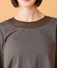 RBKED30160 HIROKO BIS(ヒロコ ビス) 異素材ドッキングフレアカットソー ブラウン