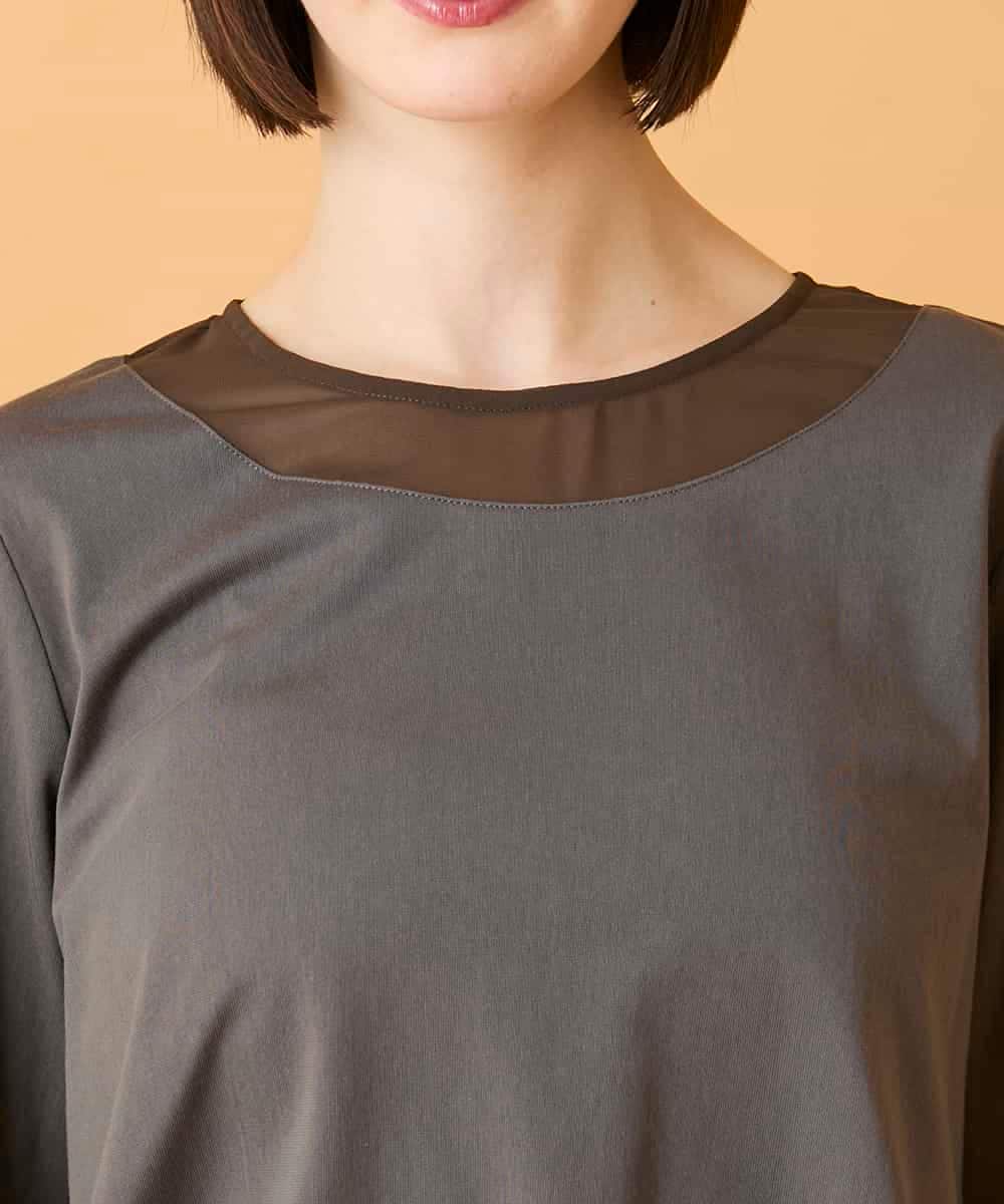 RBKED30160 HIROKO BIS(ヒロコ ビス) 異素材ドッキングフレアカットソー ブラウン