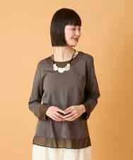 RBKED30160 HIROKO BIS(ヒロコ ビス) 異素材ドッキングフレアカットソー ブラウン