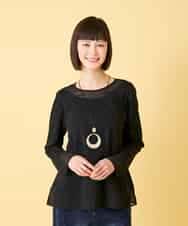 RBKED30160 HIROKO BIS(ヒロコ ビス) 異素材ドッキングフレアカットソー ブラック