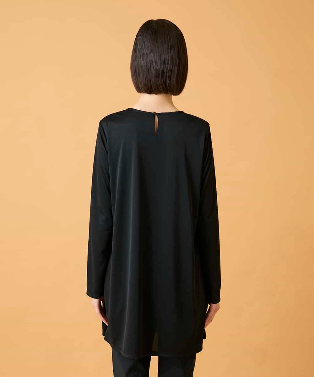 RBKED57260 HIROKO BIS(ヒロコ ビス) ボタニカルモチーフ異素材チュニック ブラック