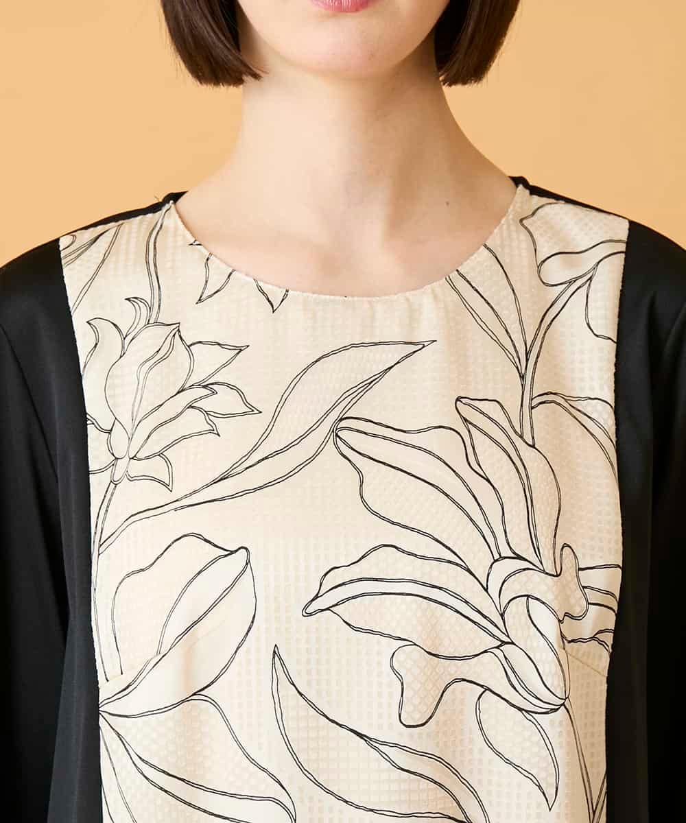 RBKED57260 HIROKO BIS(ヒロコ ビス) ボタニカルモチーフ異素材チュニック ブラック