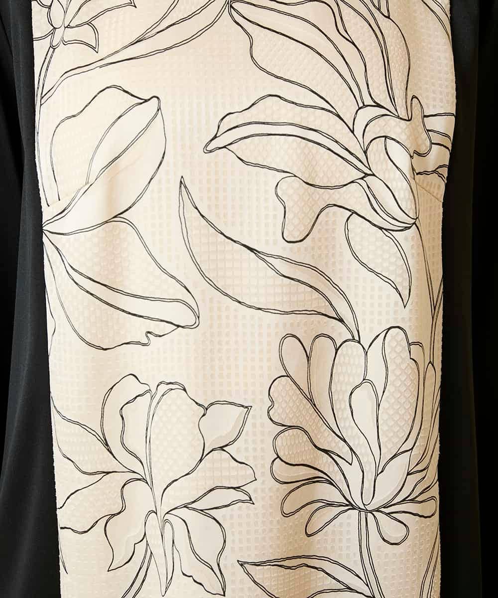 RBKED57260 HIROKO BIS(ヒロコ ビス) ボタニカルモチーフ異素材チュニック ブラック