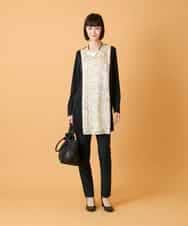 RBKED57260 HIROKO BIS(ヒロコ ビス) ボタニカルモチーフ異素材チュニック ブラック