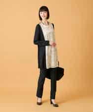 RBKED57260 HIROKO BIS(ヒロコ ビス) ボタニカルモチーフ異素材チュニック ブラック