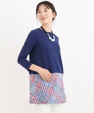 RBKEP20270 HIROKO BIS(ヒロコ ビス) 【洗える/日本製】ツイード切り替えプルオーバー ブルー