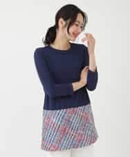 RBKEP20270 HIROKO BIS(ヒロコ ビス) 【洗える/日本製】ツイード切り替えプルオーバー ブルー