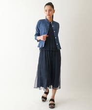 RBKFB31270 HIROKO BIS(ヒロコ ビス) マジョリカプリーツシアーブラウス /洗える ネイビー